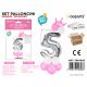 Folienballon-Set rosa 115 cm – Zahl 5 – 15 Stück / Packung