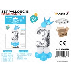   Folienballon-Set blau 115 cm – Zahl 3 – 15 Stück / Packung