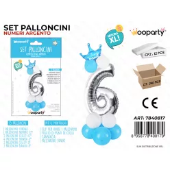 FÓLIALUFI SZETT EZÜST-BLAU "6" 115 CM