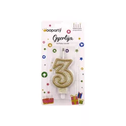 MÁGIKUS (ÚJRA GYULLADÓ) TORTA SZÁMGYERTYA 9x4 cm 3