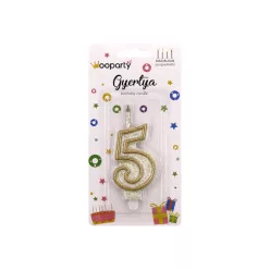 MÁGIKUS (ÚJRA GYULLADÓ) TORTA SZÁMGYERTYA 9x4 cm 5