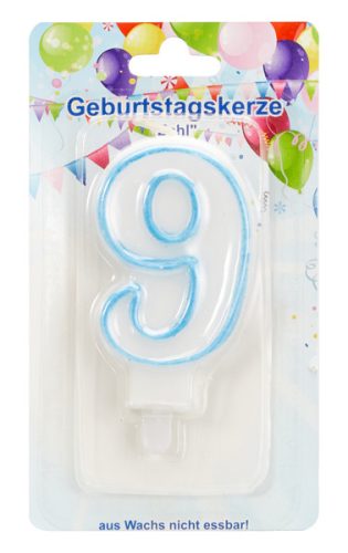 Geburtstagskerze Zahl" Nr. 9, blau"