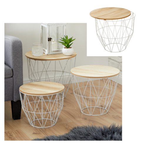 Tisch Set, oval: Holzplatte: weiß: 3er Set