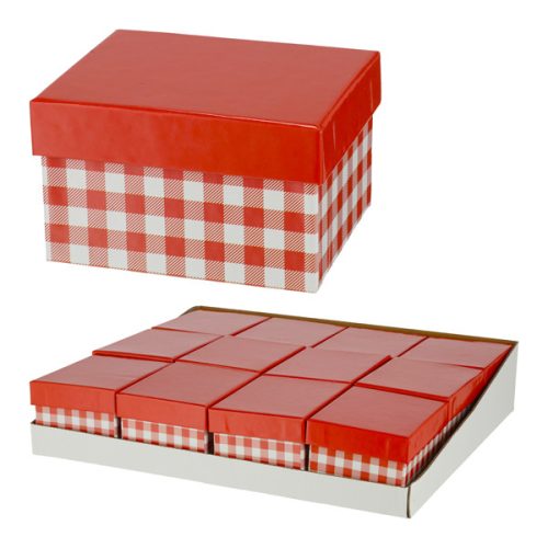 Geschenkbox rot-weiß, 12 Stück im Display