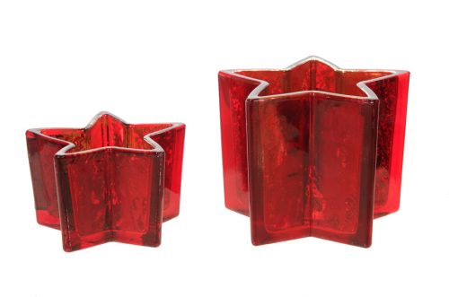 Teelichthalter sternförmig rot", gr., ca. 10cm"