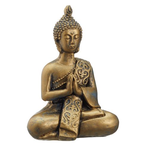 Buddha, gold glänzend, sitzend, M, ca. 15cmH