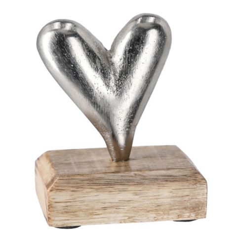 Alu-Herz auf Holzfuß, kl., ca.10cm