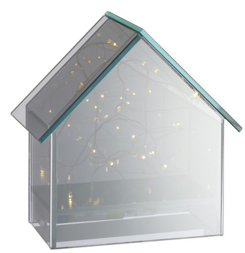LED Glas Haus, klein, ca. 12x14cm