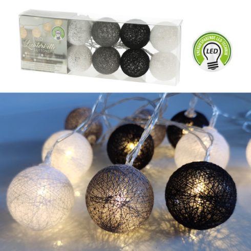LED Lichterk. Cottonball, Farbmix2, 10LED, ca. 300cmL, 4cmD