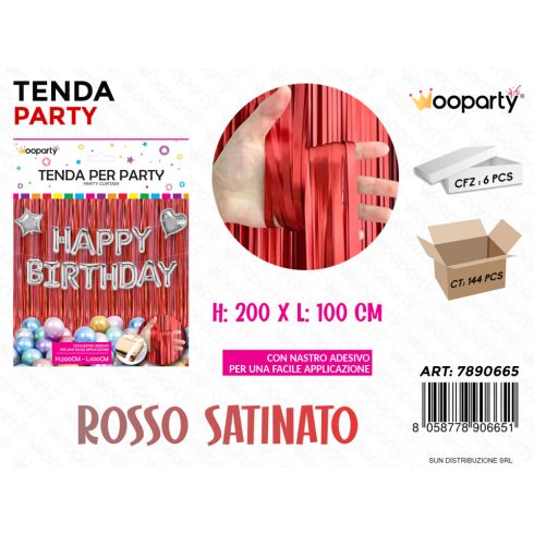 ROT PARTYVORHANG  HAPPY BDAY 100*200 CM