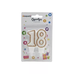 TORTA SZÁMGYERTYA 18 ARANY CSILLÁMOS