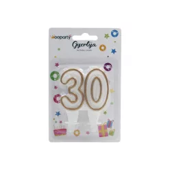 TORTA SZÁMGYERTYA 30 ARANY CSILLÁMOS