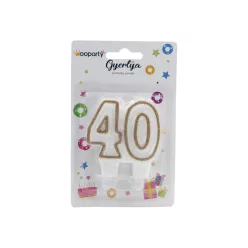 TORTA SZÁMGYERTYA 40 ARANY CSILLÁMOS