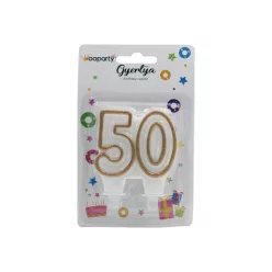 TORTA SZÁMGYERTYA 50 ARANY CSILLÁMOS