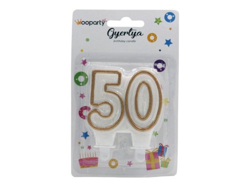 Geburtstags-Zahlenkerze 50 Gold Glitter
