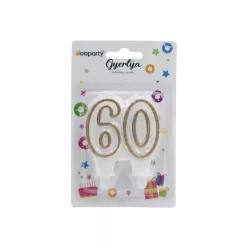 TORTA SZÁMGYERTYA 60 ARANY CSILLÁMOS