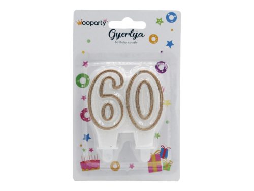 Geburtstags-Zahlenkerze 60 Gold Glitter